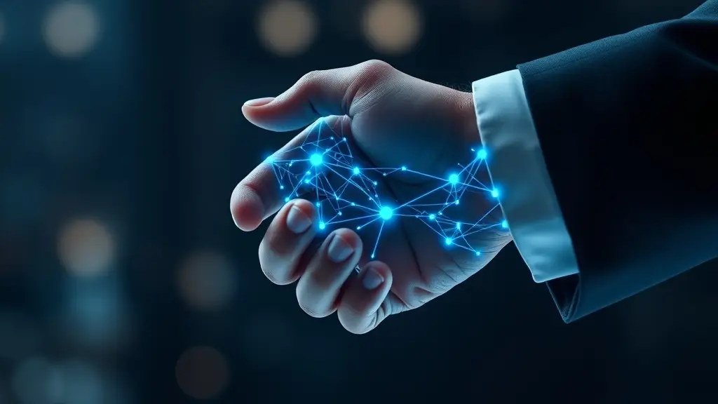 pristine hand holding digital presence