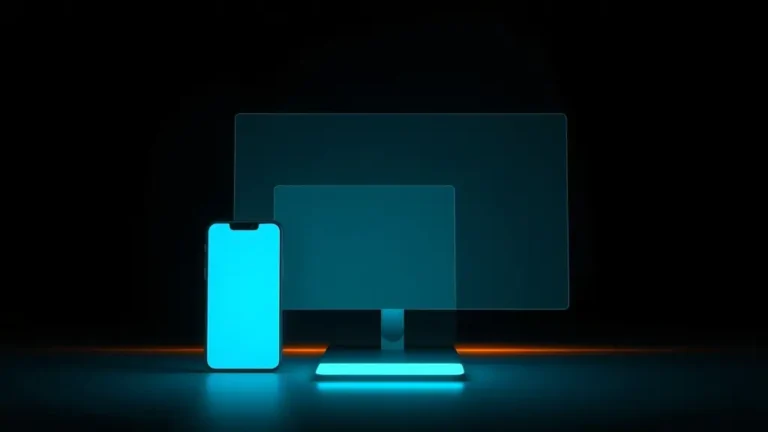 a minimalistic layout with phones and laptops