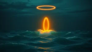 a mysterious halo in the vast ocean positioned for clarity