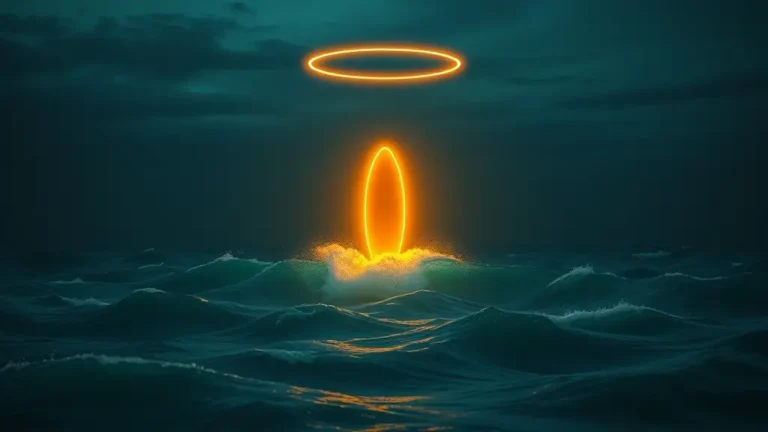 a mysterious halo in the vast ocean positioned for clarity