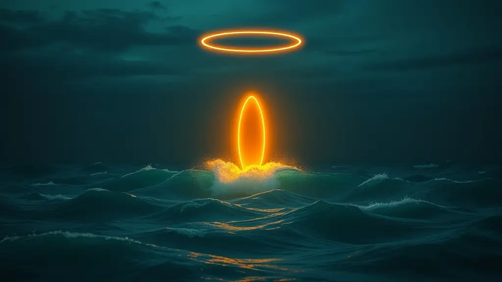 a mysterious halo in the vast ocean positioned for clarity